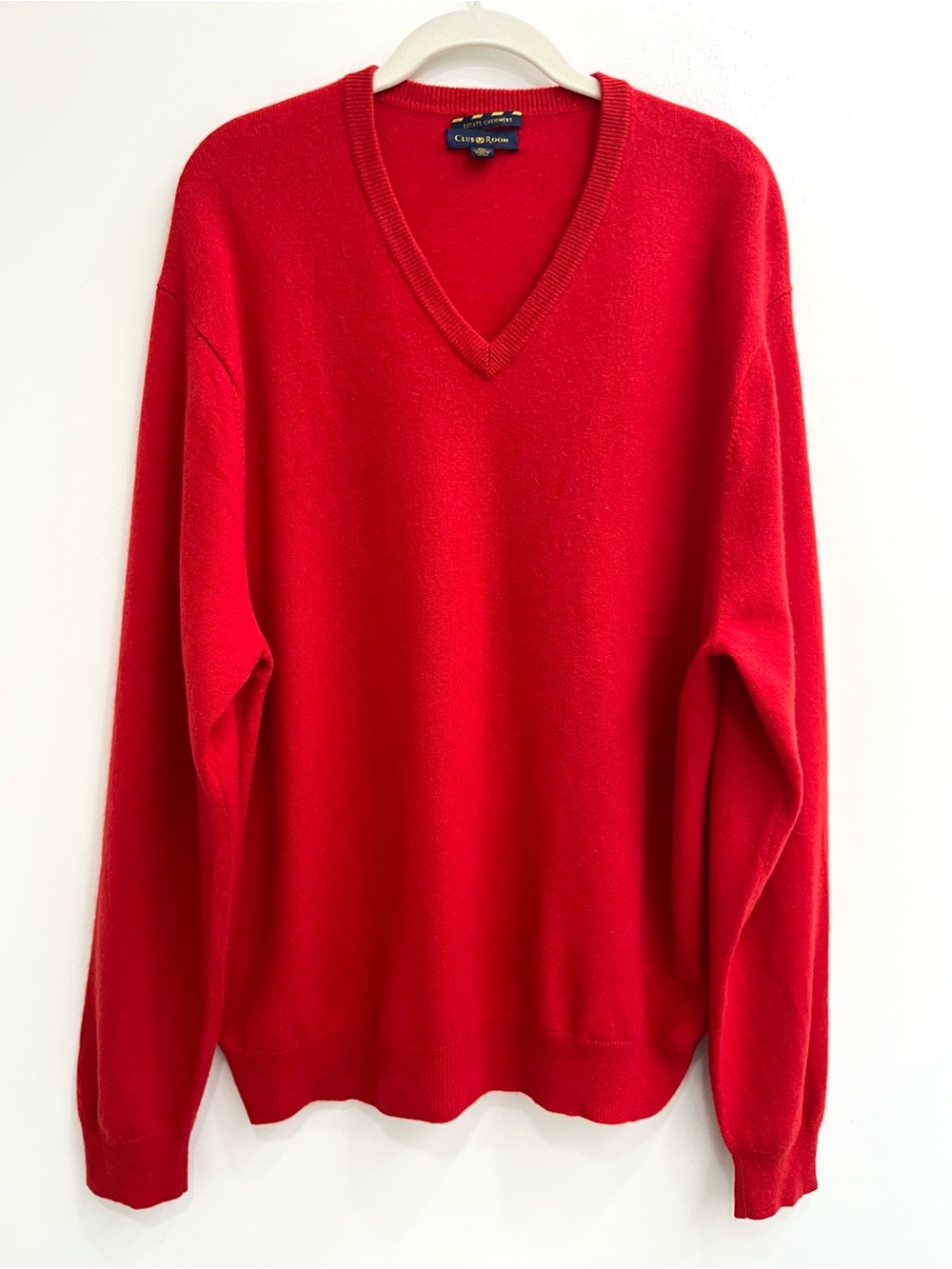 Club Room 100% Estate Cashmere V-neck Sweater Red Men’s Luxury Soft Size XL